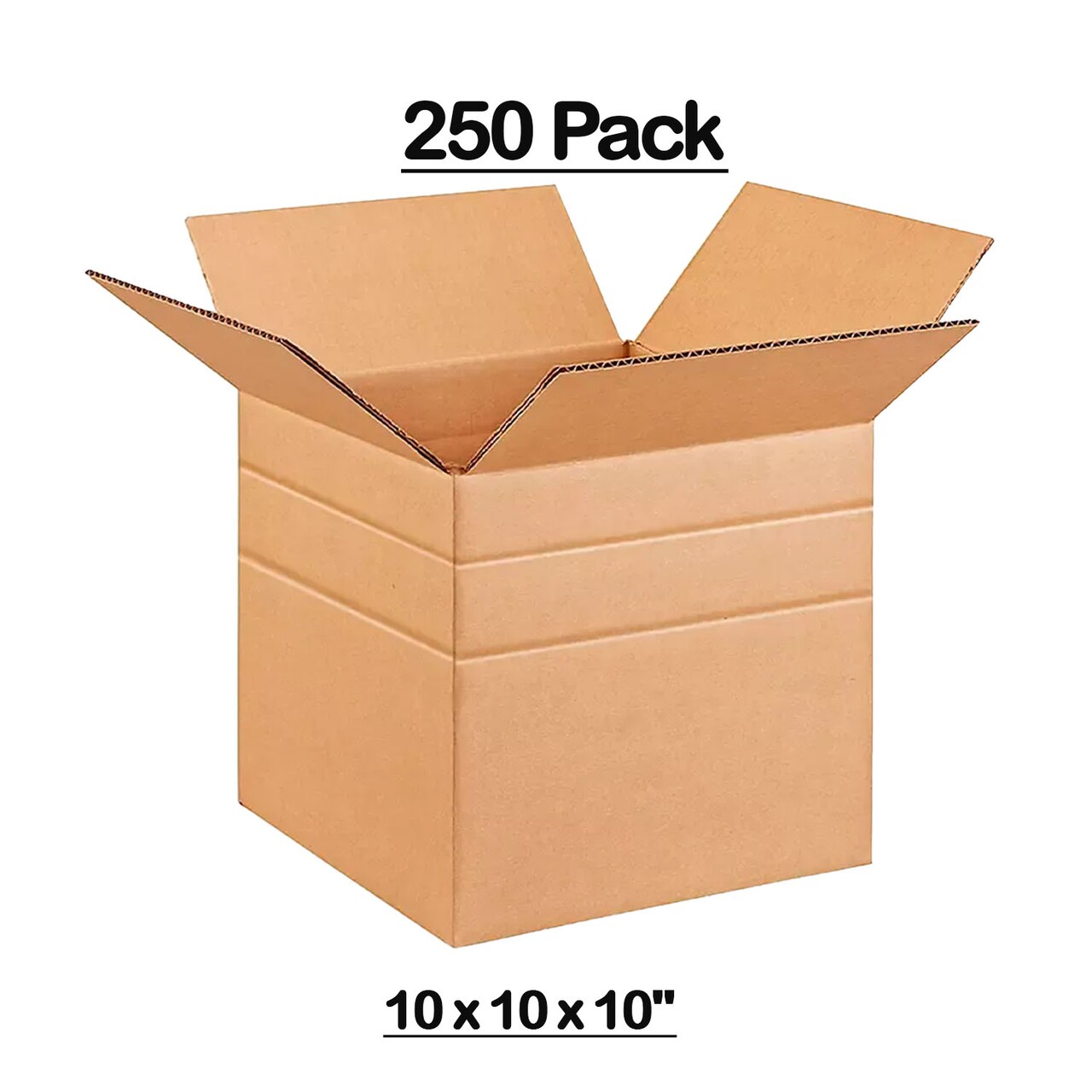 250 pack Eco Friendly Multi Depth Corrugated Mailing Boxes Durable Packaging Cartons 10 x 10 x 10 Inch